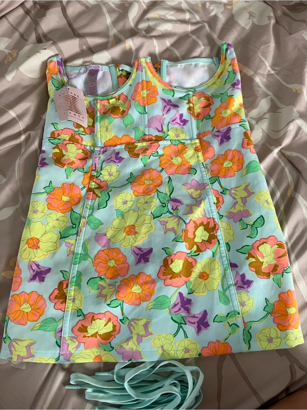 NWT Savage X Fenty Free Spirit Floral Cupless Corset Dress L